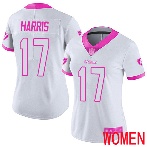 Oakland Raiders Limited White Pink Women Dwayne Harris Jersey NFL Football #17 Rush Fashion Jersey->youth nfl jersey->Youth Jersey